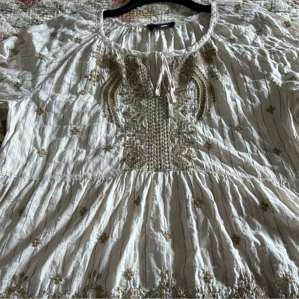 Vintage Johnny Was Workshop Embroidered tan Women's Top Sz xl - Picture 10 of 16